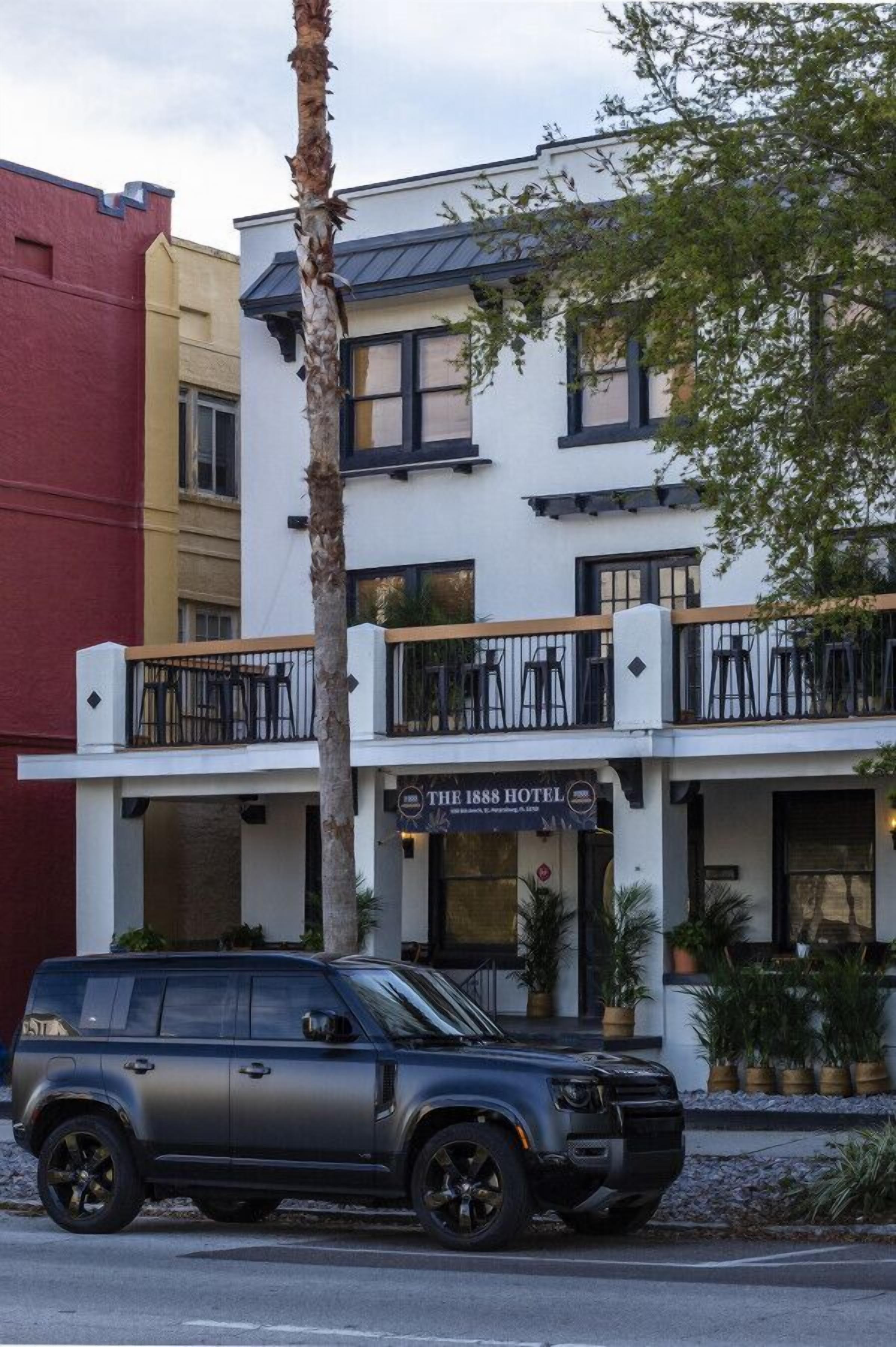 A building with a sign reading "The 1888 Hotel."