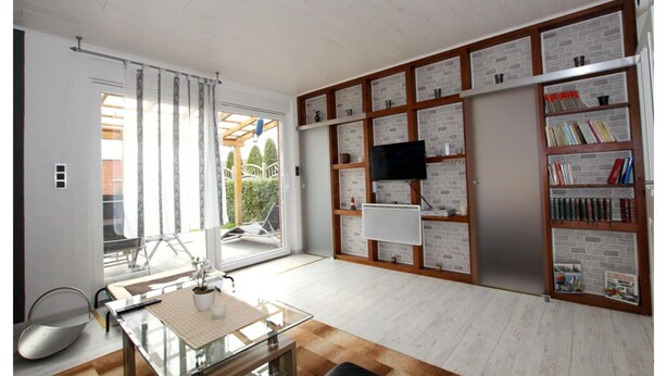 Bungalow | Living room - Bungalow mit Kamin in Dornumersiel (Dornum)