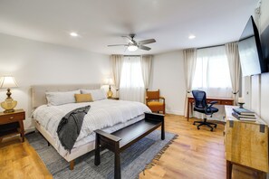 Desk, iron/ironing board, internet, bed sheets