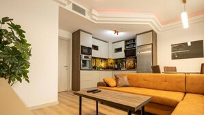 Living area - Luxury 19th Floor Condo with Pool, Gym & City View (Skopje)