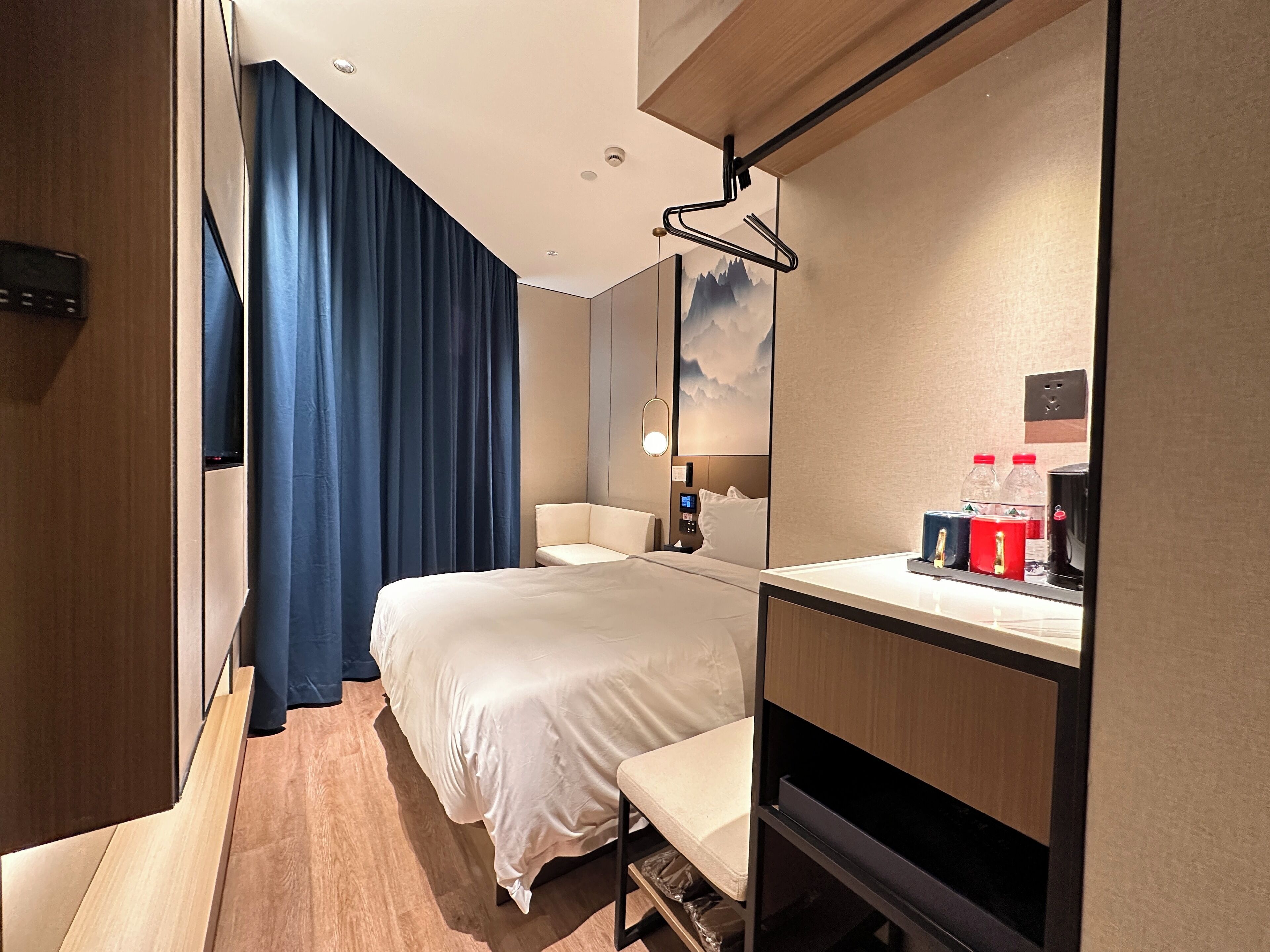 In-room safe, desk, laptop workspace, blackout curtains