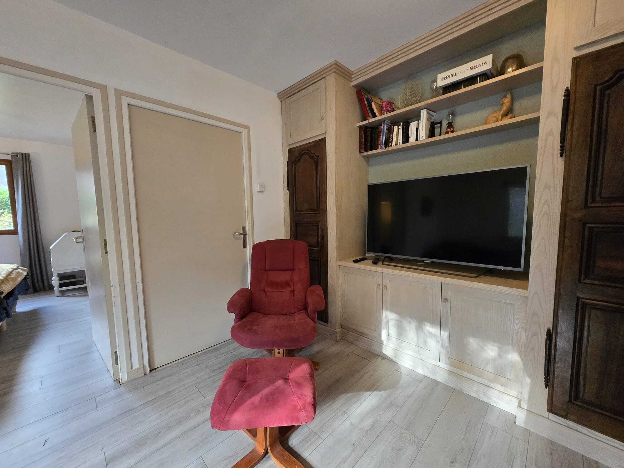 TV, tavolo da ping pong, libri