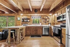 Fridge, microwave, oven, stovetop - Black Bear Bungalow by Beyond Expectations: Hot Tub, Theater, Games, & Views (Gatlinburg)