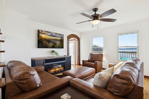 Smart TV, fireplace, offices - Lighthouse Lookout by Beyond Expectations | Dog Friendly Lakeview Cabin w/ Dock & Hot Tub (Sevierville)