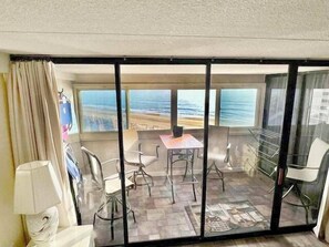 Interior - Swanky 2 Bedroom Oceanfront Condo with Outdoor Pool, WiFi, and Great Beach View from open balcony. Linen & towels included.Vacation at the Shore with Shoreline Properties (Ocean City)