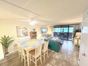 Interior - Swanky 2 Bedroom Oceanfront Condo with Outdoor Pool, WiFi, and Great Beach View from open balcony. Linen & towels included.Vacation at the Shore with Shoreline Properties (Ocean City)
