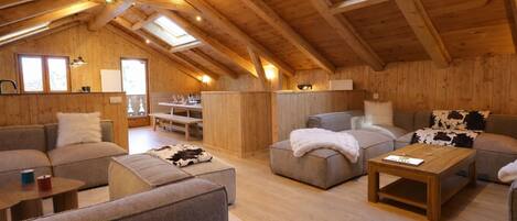 TV, fireplace
