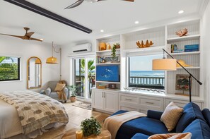 Iron/ironing board, travel cot, free WiFi, bed sheets - Oceanfront Remodeled Studio Pohailani 203 - Lanai Ocean Views - Cold AC (Lahaina)