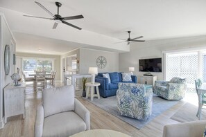 TV, DVD player - Home Again - 4 Bedroom 3 Bath Newly Renovated Channel Front Home (Garden City Beach)