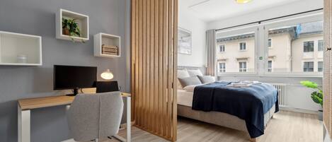 Departamento, vista a la ciudad | Cortinas blackout, tabla de planchar con plancha y wifi gratis