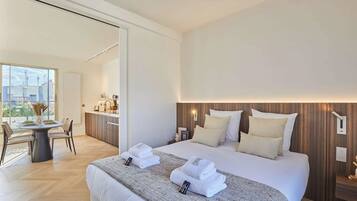 1 bedroom, laptop workspace, iron/ironing board, bed sheets