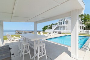 A heated pool - Soundfront Duck home w/ amazing views, private pool & hot tub by Sun Realty (Duck)