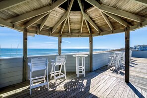 Terrace/patio - Oceanside pet-friendly Duck home w/ pool & hot tub by Sun Realty (Duck)