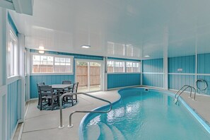 Indoor pool, a heated pool - Centrally-located oceanside home w/ indoor pool by Sun Realty (Kill Devil Hills)