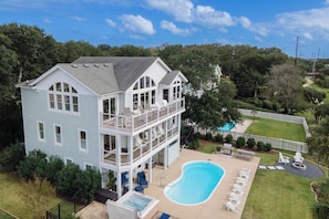 Exterior - Gorgeous pet-friendly soundfront home w/ pool, hot tub, & elevator by Sun Realty (Kitty Hawk)