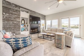 Smart TV, fireplace, DVD player, stereo - Oceanfront pet-friendly Nags Head home w/ hot tub by Sun Realty (Nags Head)