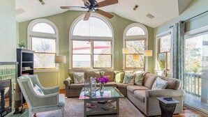 Living area - Soundfront pet-friendly Corolla home w/ private pool & hot tub! (Corolla)