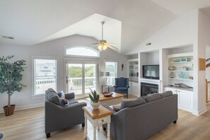 TV, fireplace, DVD player, table football - Oceanside home with private pool, hot tub, and elevator! (Southern Shores)