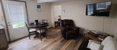 Smart TV, books, video library, stereo