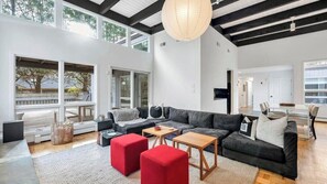 TV connectée, cheminée, chaîne hi-fi