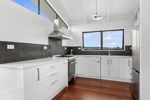 Fridge, microwave, dishwasher, toaster