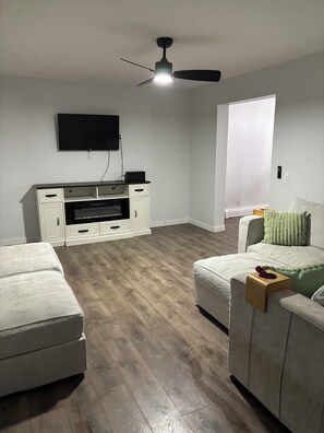 Televisión y chimenea