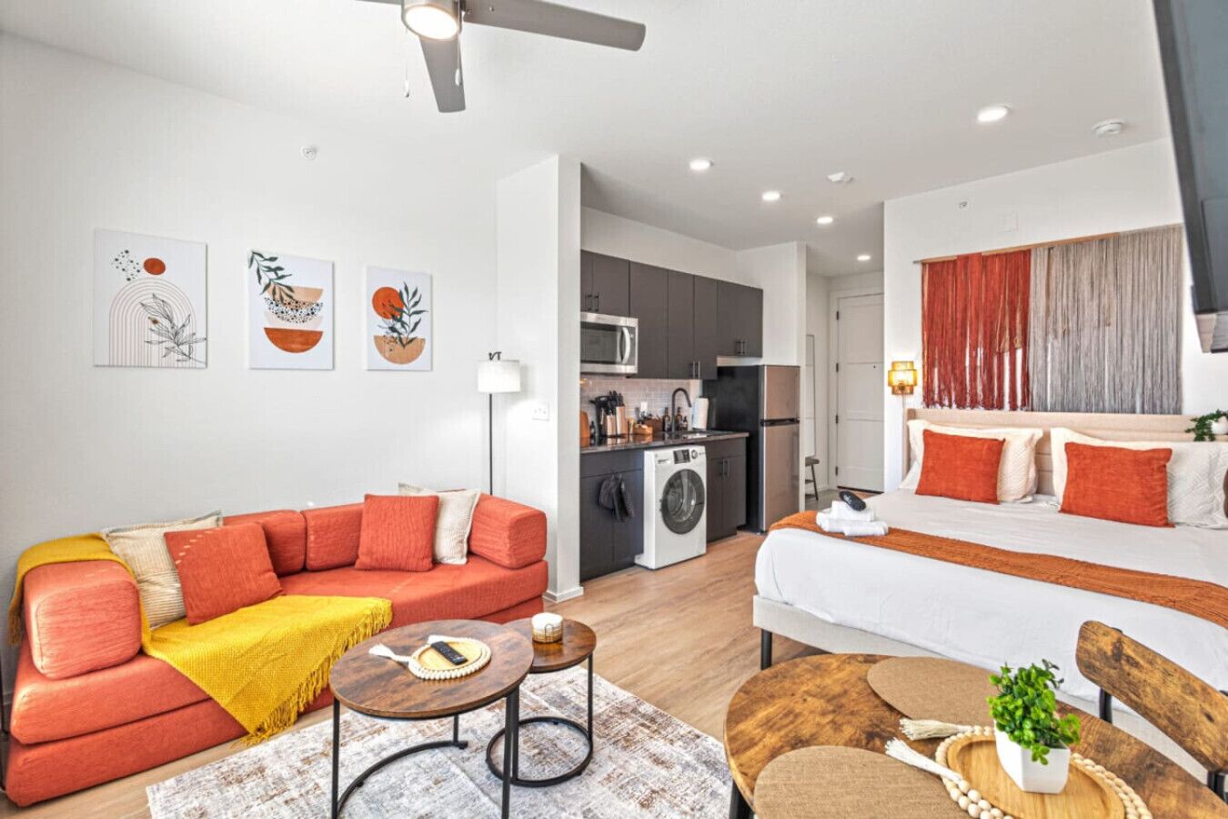 Unwind in our cozy living area designed for relaxing, streaming your favorite shows or planning tomorrow`s adventure.