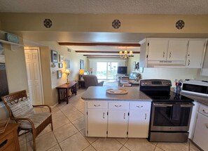 Fridge, microwave, oven, stovetop - Beachfront Gem w/ Extended Balcony & Tennis View (St. Augustine Beach)