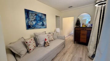 Comfort House | Living area | 56-inch Smart TV with cable channels, Netflix, streaming services