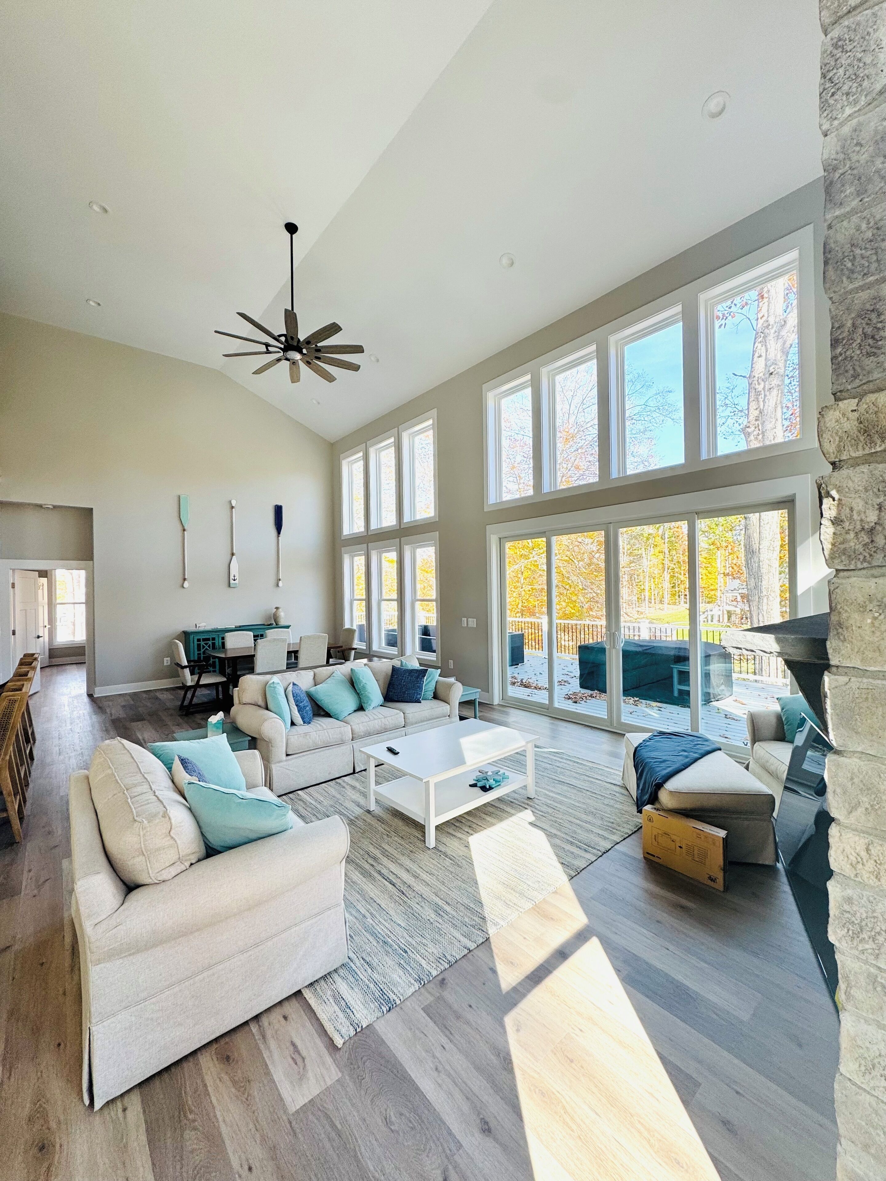 Smart TV, fireplace, video games, foosball