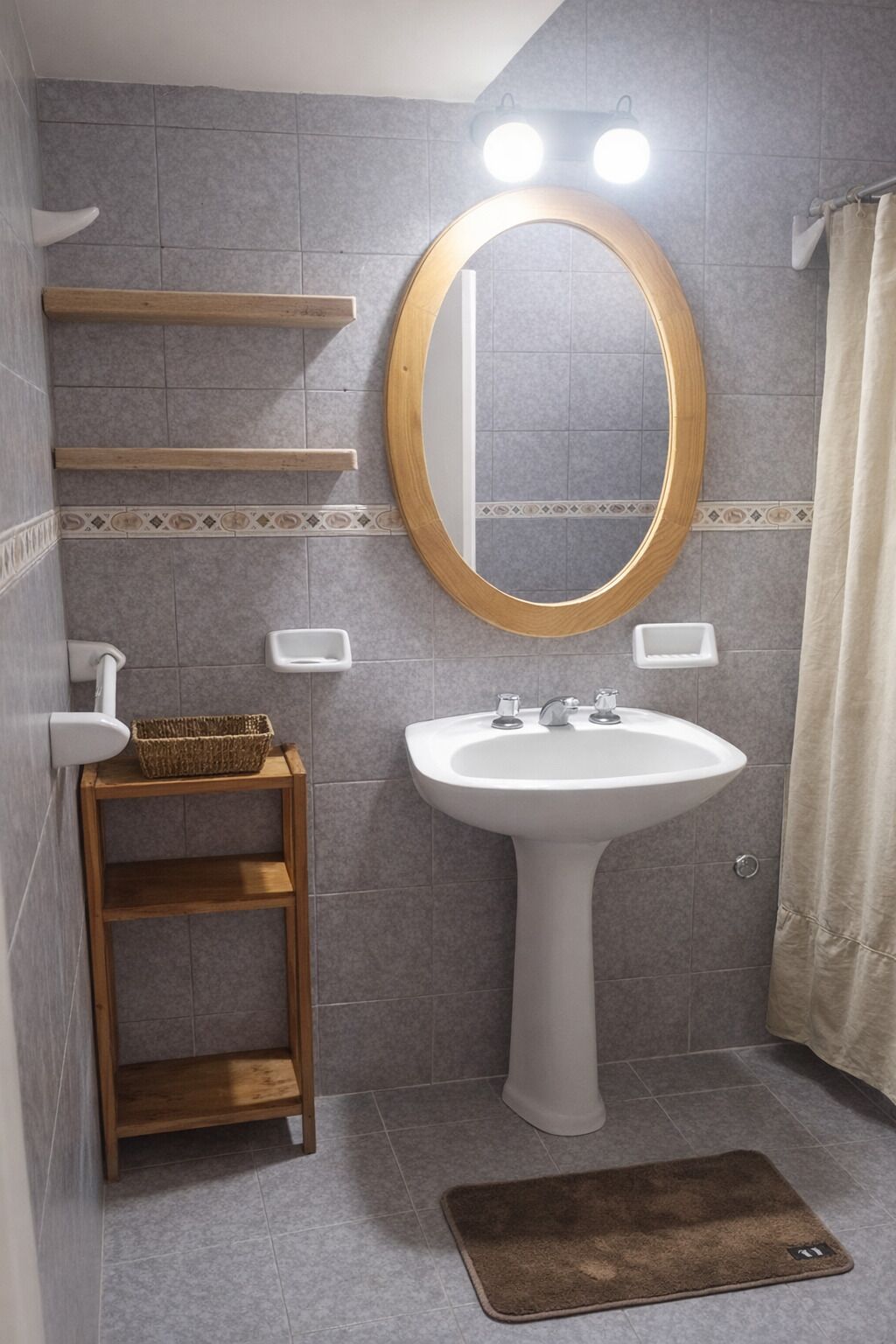 Bidet, soap, toilet paper