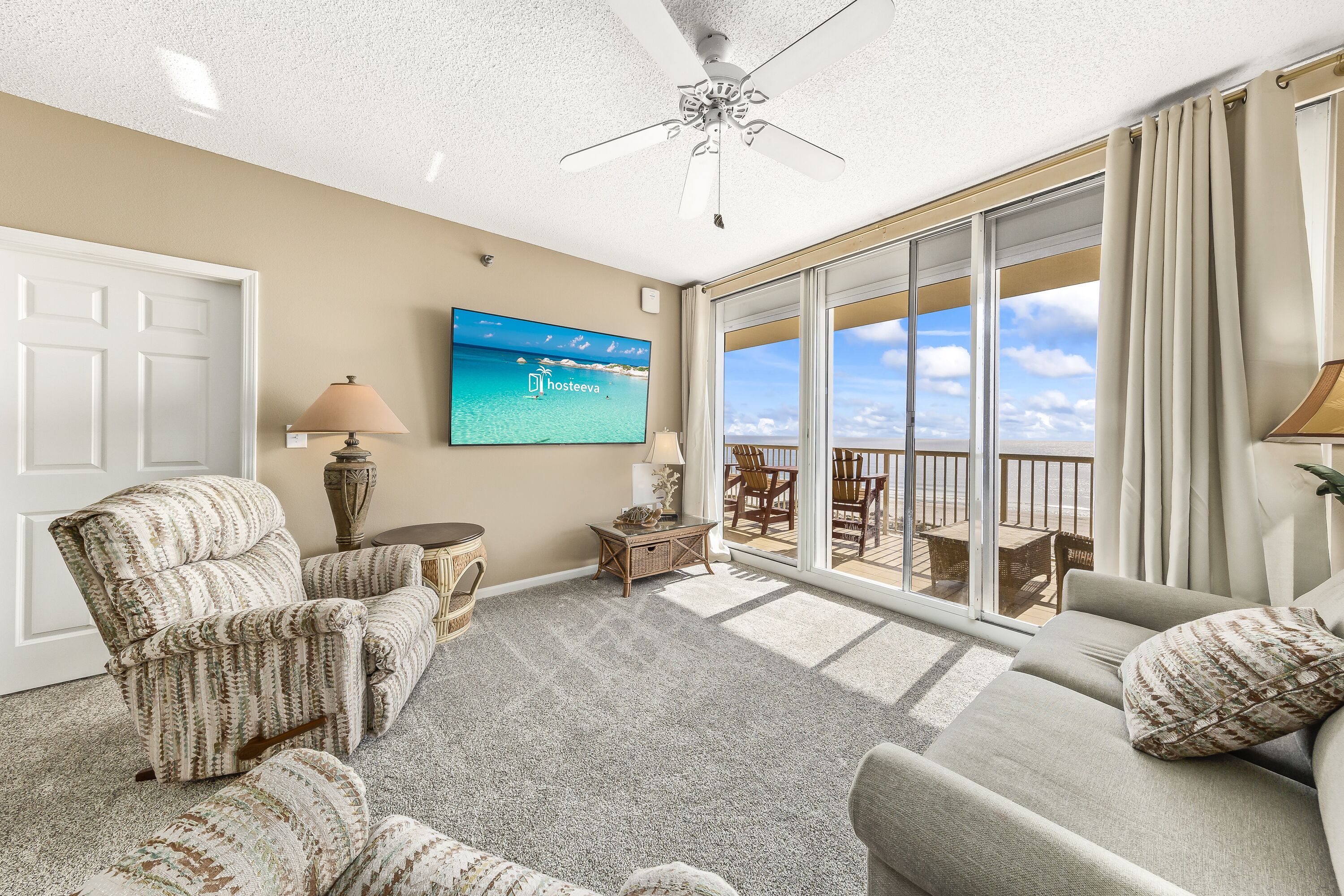 Signature Condo, 2 Bedrooms, Balcony, Beach View | Living room | 40-inch Smart TV with cable channels