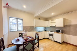 Basic Apartment, 1 Bedroom, Non Smoking | Private kitchen | Fridge, microwave, cookware/dishes/utensils - A25 Residences - 7 Trieu Viet Vuong (Hai Ba Trung)