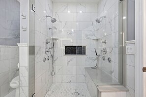 Shower, bidet, towels, soap - Riverview Retreat: Guest Suite (Groton)
