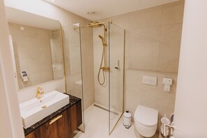 Habitación individual Confort | Baño | Ducha, secador de pelo, albornoces y zapatillas