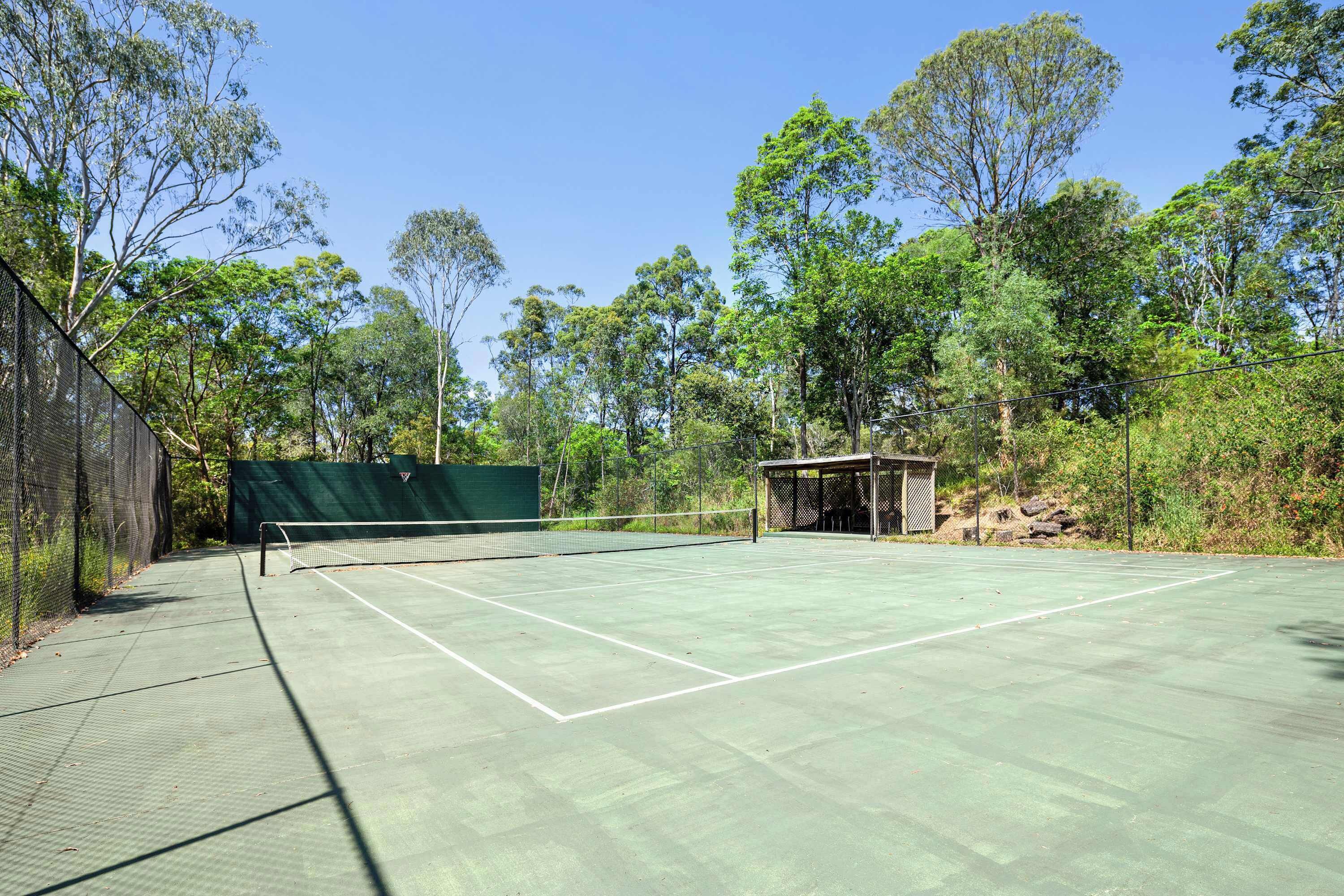 Tennis court - Tennis, Pickle ball, a few baskets.
