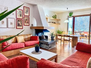 TV, fireplace