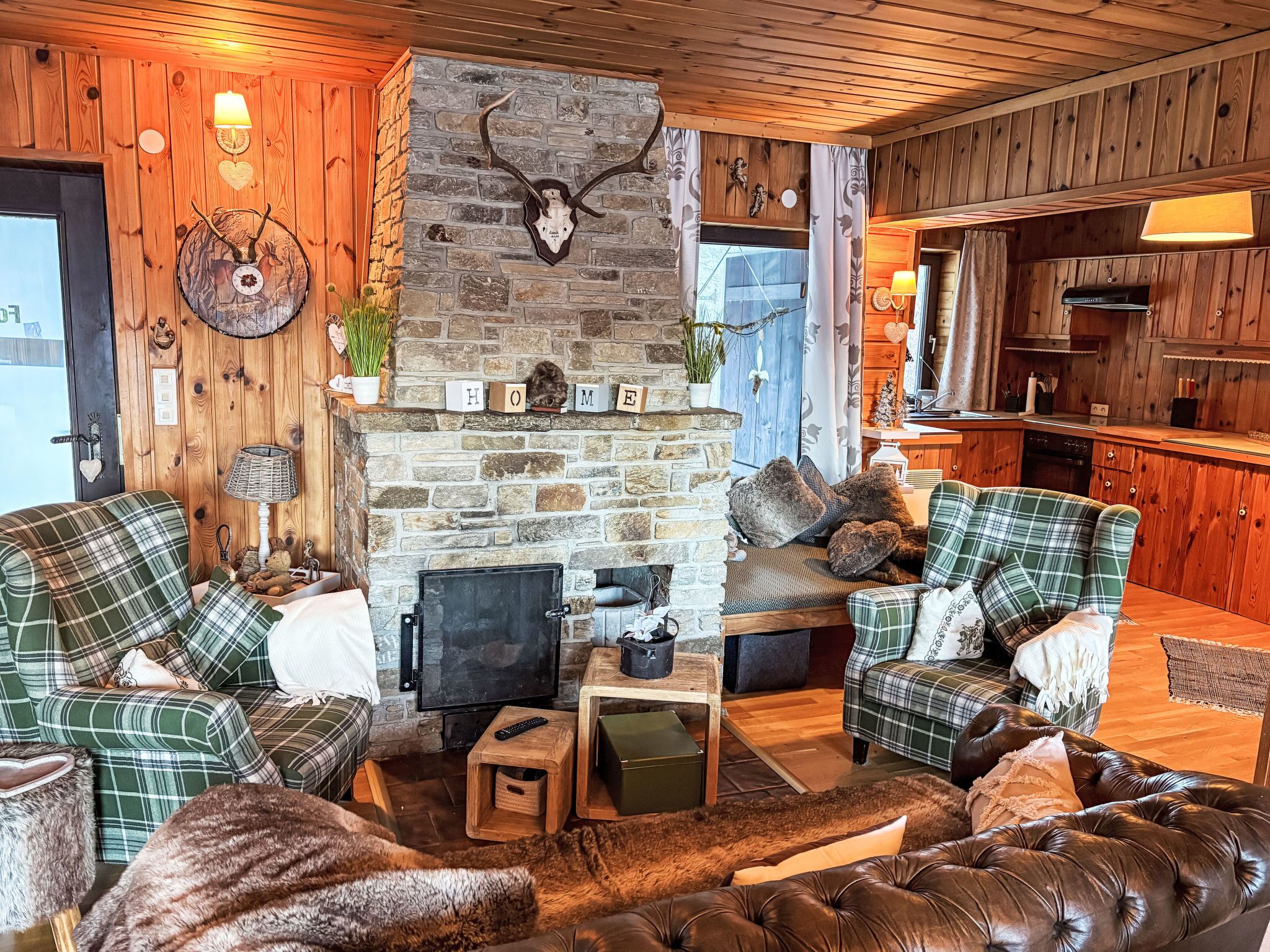 Televisión y chimenea 