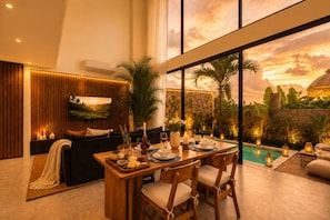 Luxury Villa, Pool View | In-room dining - Villa Gaudi Dua by DVH Luxe Retreats 2BR (Canggu)