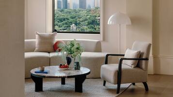 Senior Suite, City View | Desk, laptop workspace, blackout drapes, iron/ironing board