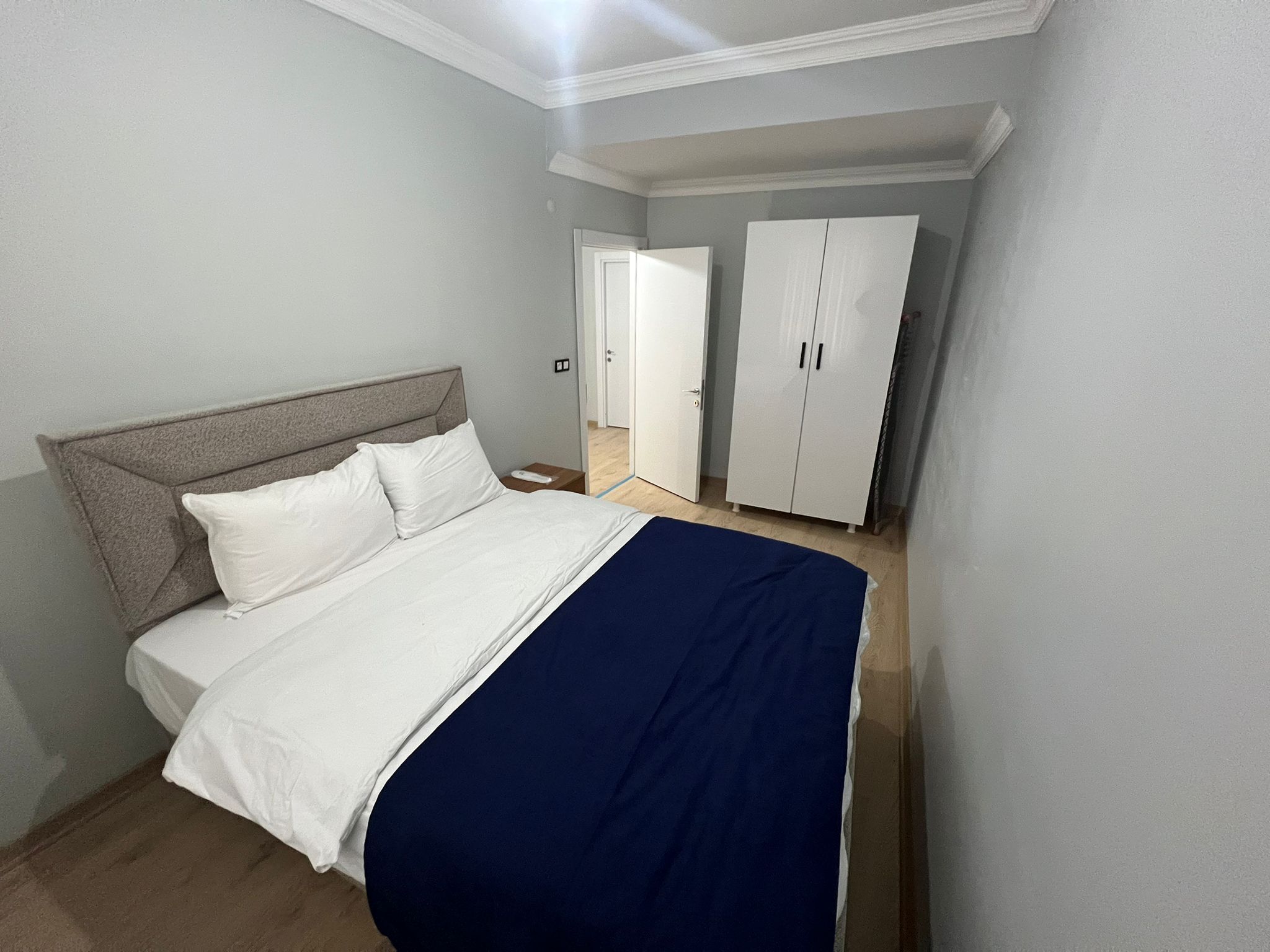 Laptop workspace, iron/ironing board