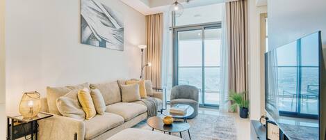 Appartement, 2 chambres, vue sur la ville | Salle de séjour