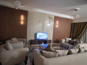 Living area - Terrific 5-bedroom villa with AC in New Cairo City in compound (New Cairo City)