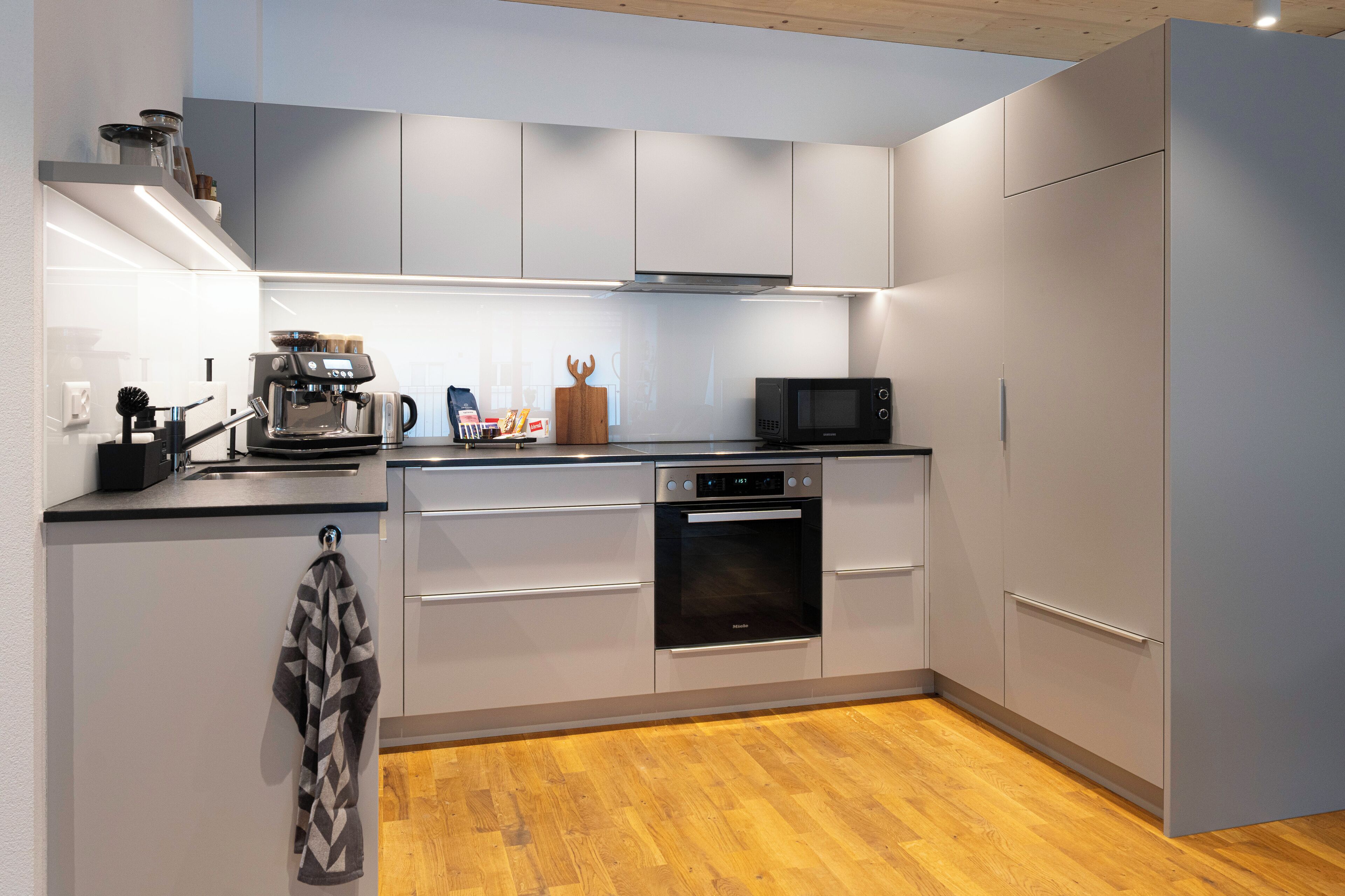 Kühlschrank, Mikrowelle, Ofen, Herdplatte