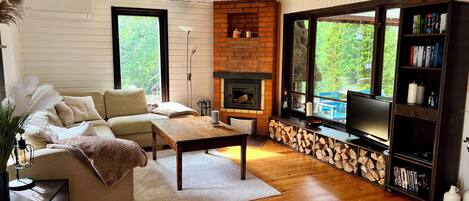 Télévision, cheminée