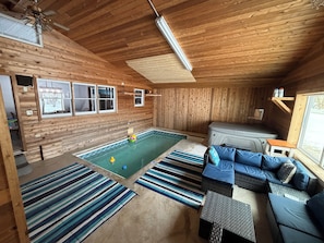Indoor pool, a heated pool - Spacious 6-bedroom lake home with an indoor pool, hot tub, and sauna. (Willmar)
