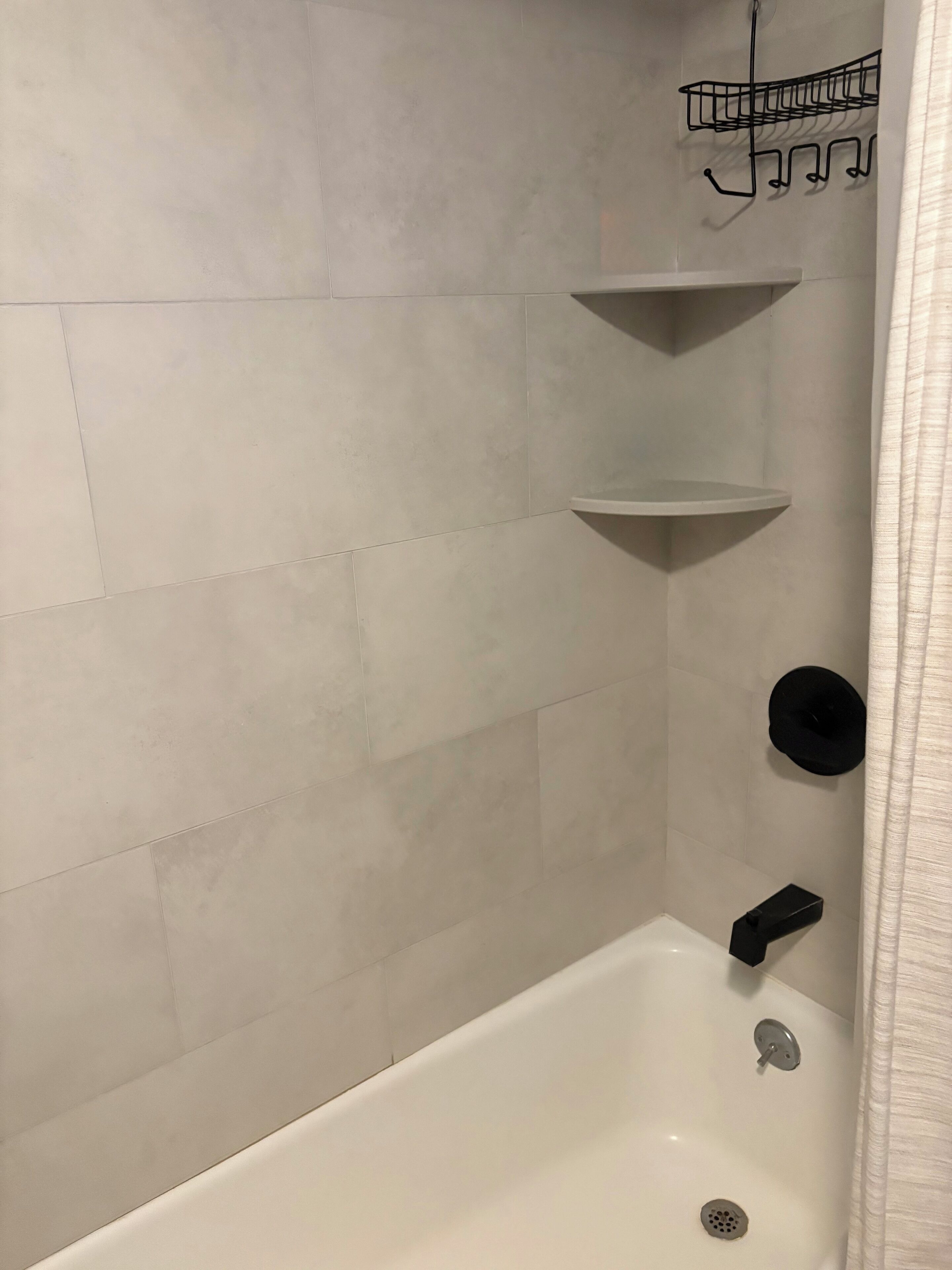 Hair dryer, towels, toilet paper