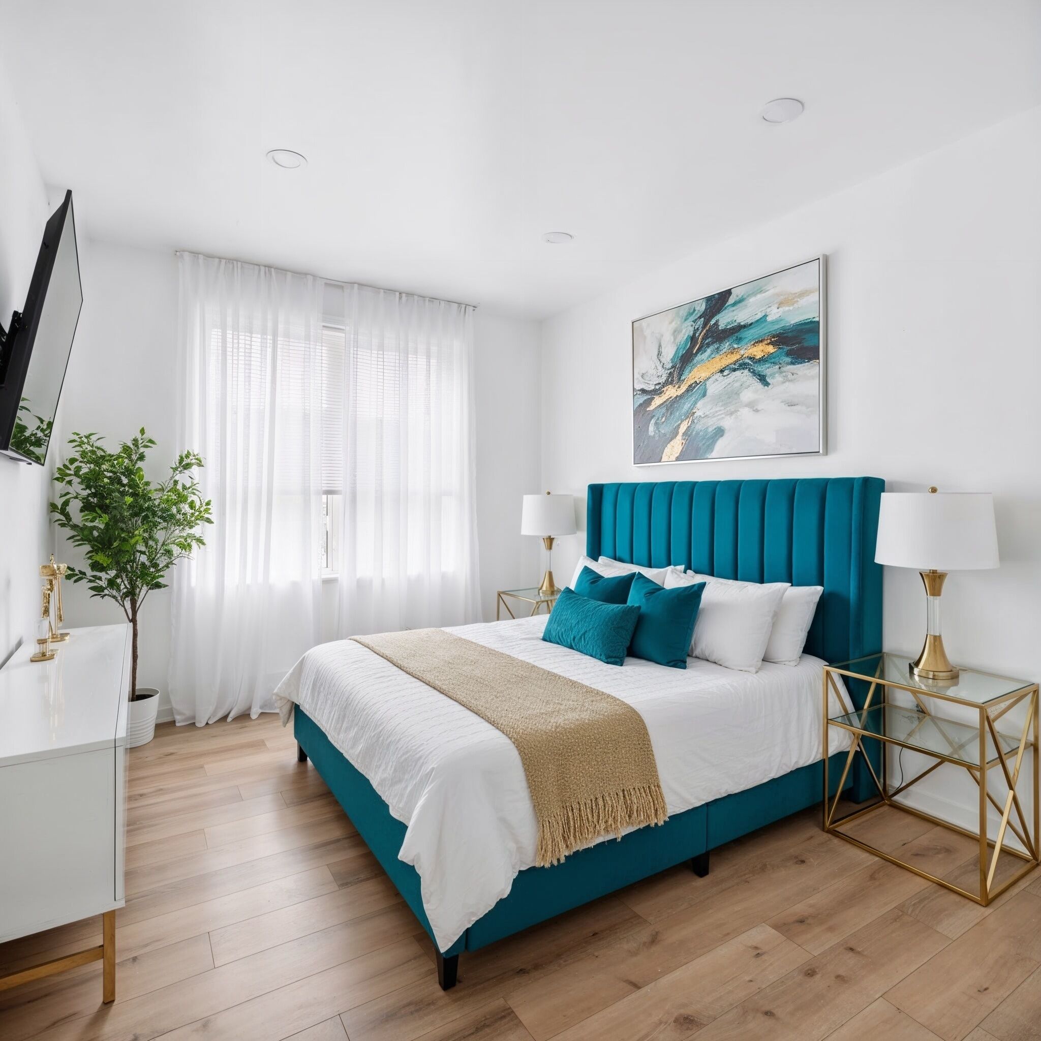 Tabla de planchar con plancha, wifi y ropa de cama 