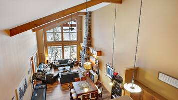 Télévision, cheminée, jeux vidéo, livres