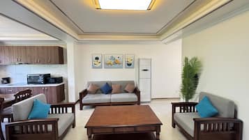 Suite Studio Deluxe, balcon, vue partielle sur l'océan | Cuisine privée